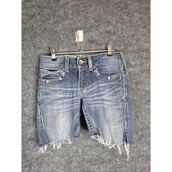 Ariat Pants - Ariat REAL Denim Shorts Womens 26R Blue Distressed Cut Off Frayed Western